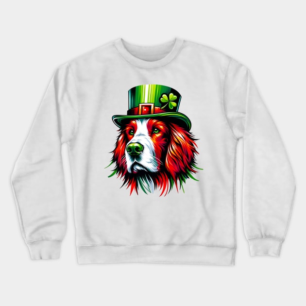 Irish Red and White Setter Celebrates St. Patrick's Day Crewneck Sweatshirt by ArtRUs